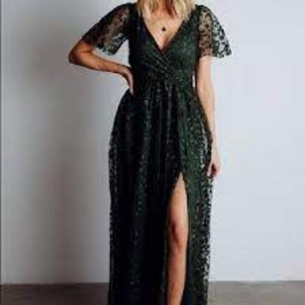 Baltic Born Marseille Embossed Maxi Dress Green